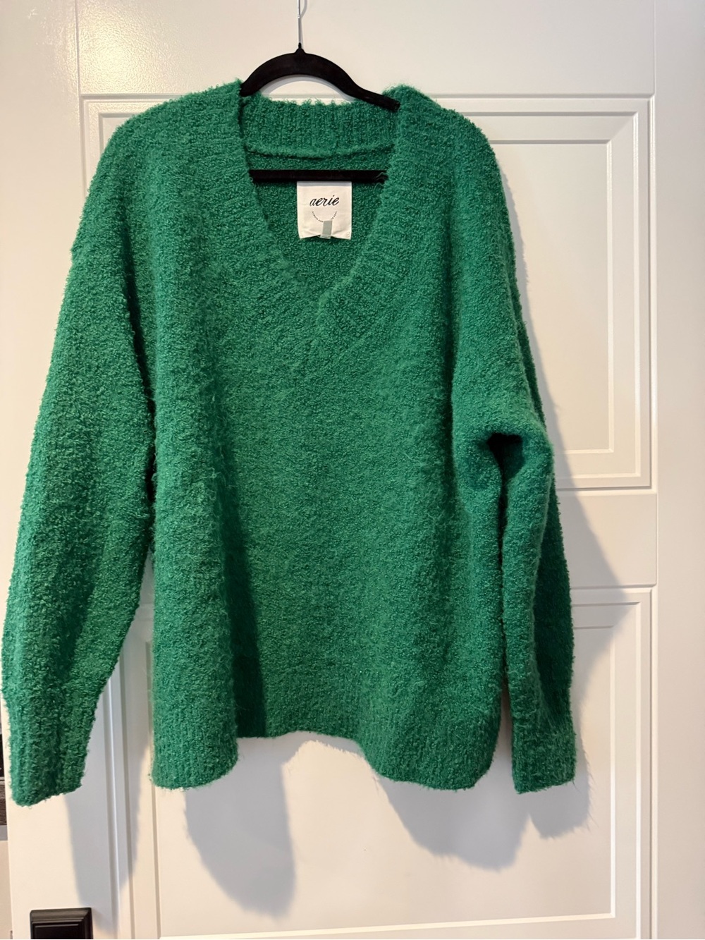 aerie Emerald Green Plush V-Neck Sweater